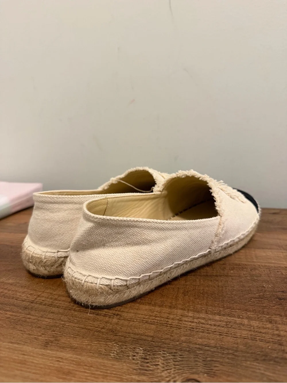 White and black espadrilles